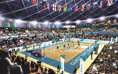 Netball at the Commonwealth Games, courtesy of Designhive/Glasgow 2014